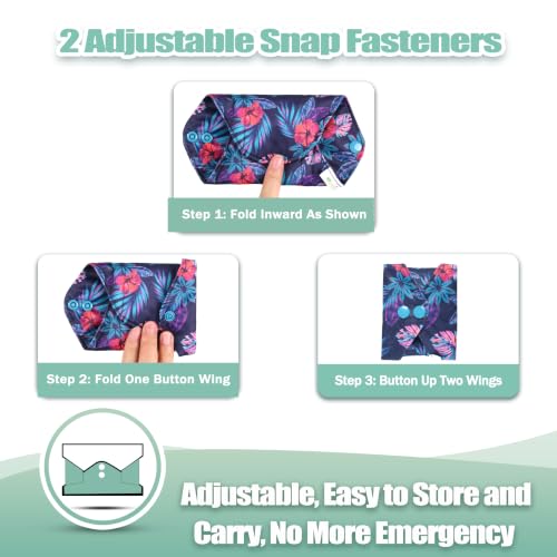 Image of wegreeco Charcoal Reusable Menstrual Pads - Reusable Sanitary Pads | Reusable Panty Liners | Soft Cloth Menstrual - 6 Pack with 1 Cloth Mini Wet Bag (Hawaiian, Large)