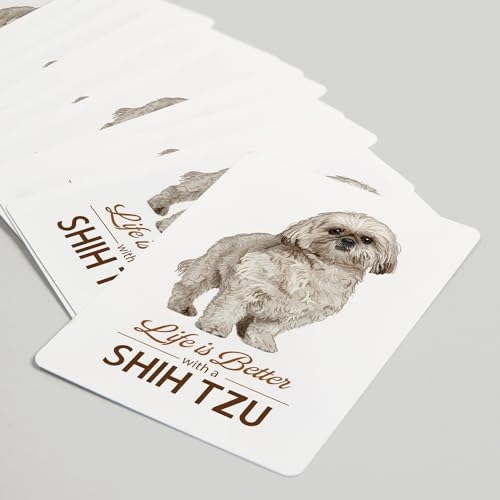 Baraja cartas póker Shih Tzu Life is Better 52 naipes miniatura 5