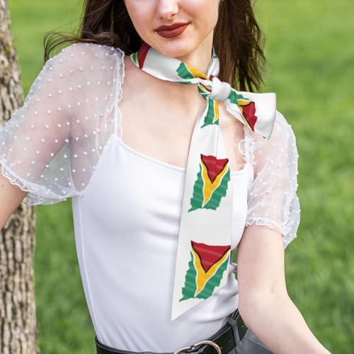 Flag of Guyana Women'S Luxury Satin Silk Scarf for Hair Neck Purse - Soft Lightweight Sun Protection Bandana Accessory with Glossy Finish for Summer Handbag Decoration2
