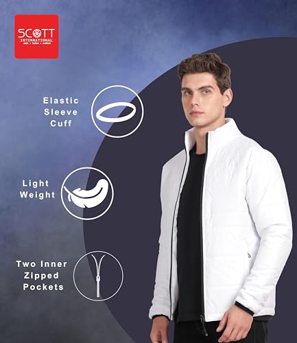 Image of Scott International Winter Jacket for Men Bomber Jacket Mens Nylon Quilted standard length Puffer Jacket Full Sleeve Mens Jacket Monsoon Jackets for Men All Weather Jacket for Men