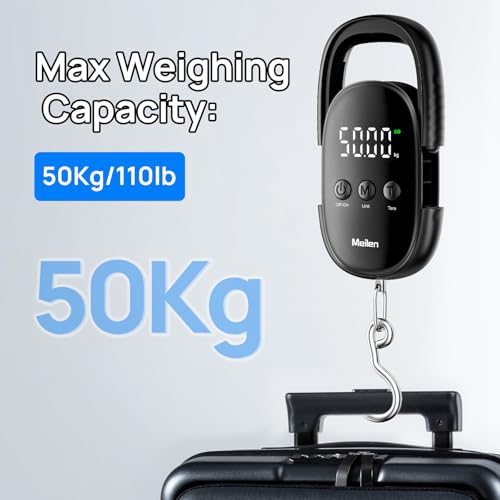 Luggage Weight Scale, 110LB/50KG Digital Fishing Scale with Portable Hanging, Suitcase Baggage Scale with Hook, Type-C Charging, LED Screen, Black3