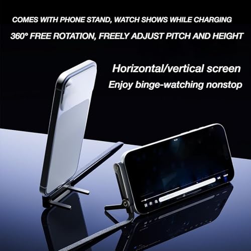 Image of Sideways Phone Charger, 2-in-1 Invisible Holder Charger Cable - Fast Charging Cord with Built-in Phone Stand, Sideways Charging Cable with Stand for Smartphones Tablets (C-C)