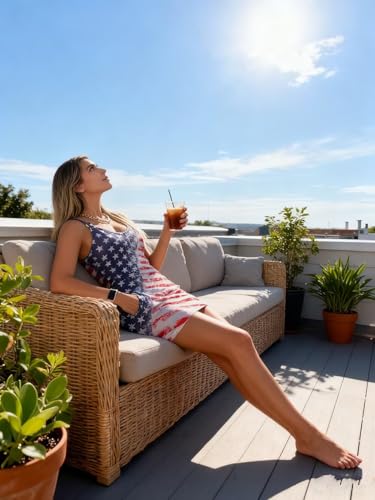 Image of Live Simple Coconut Tree Color Block Mini Dress for Women Summer Beach Vacation Tank Dresses Sleeveless Short Dress
