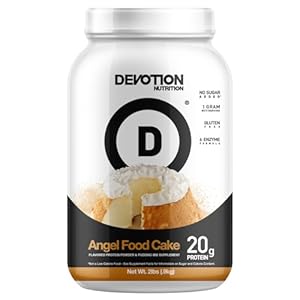 Devotion Nutrition Protein Powder Blend | Gluten Free, Keto Friendly, No Added Sugars | 1g MCT | 20g Whey & Micellar Protein | 2lb Tub (Angel Food Cake)