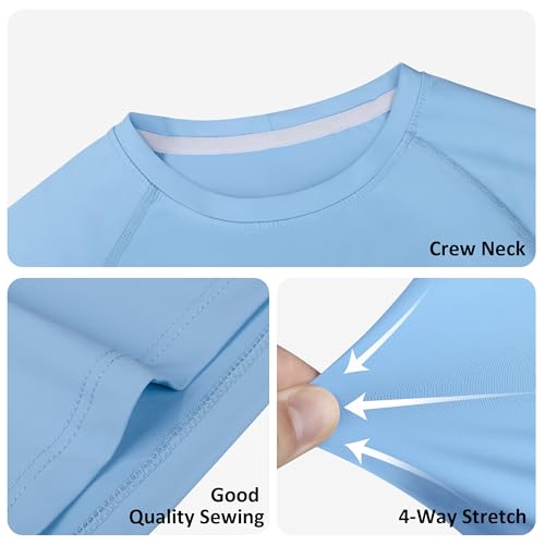 BIG ELEPHANT 3-Pack Kids Short Sleeve T-Shirts, Breathable UPF 50+ Quick-Dry Mesh Solid Tees for Boys & Girls4