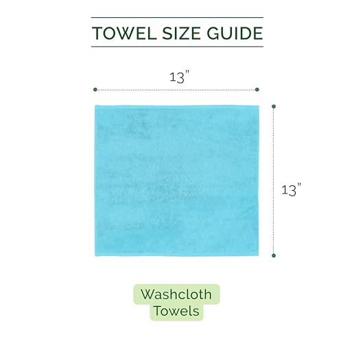 Image of Elegant Comfort 100% Turkish Cotton Corduroy Ribbed Luxury Washcloths 6 Pack Soft 13 x 13 Inch - Higly Absorbent, Durable, Quick Dry, Spa Premium Hotel Quality for Bathroom or Travel, Aqua