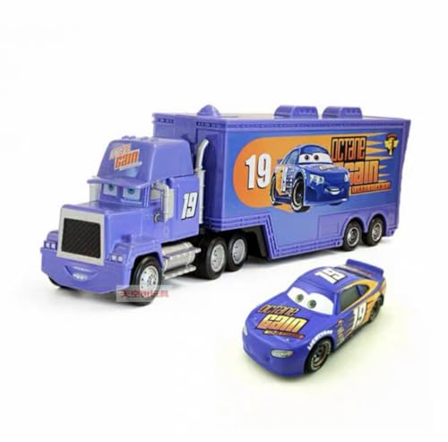 wltk Movie Cars 2 3 Hauler Mack Truck NO.19 & Bobby Swift Racer Speed 2PCS Vehicles , McQueen Jackson Storm Cruz Ramirez Vehicles
