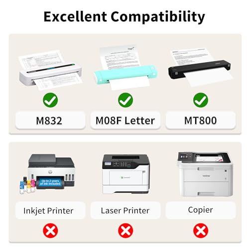 Image of 100 Sheets Phomemo Thermal Paper, 8.5'' x 11'' US Letter Size, Smoothing Folded Thermal Print Paper Compatible with M832D M832 M834 M835 M833 M836 M08F-Letter Portable Printer