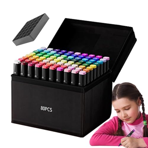 色塗り用マーカー - 描画マーカーセット | 水に強い油性ダブルチップ 子ども用描画ペン 大人の細密塗り絵 工作 日常の落書き 旅行 学校 教室