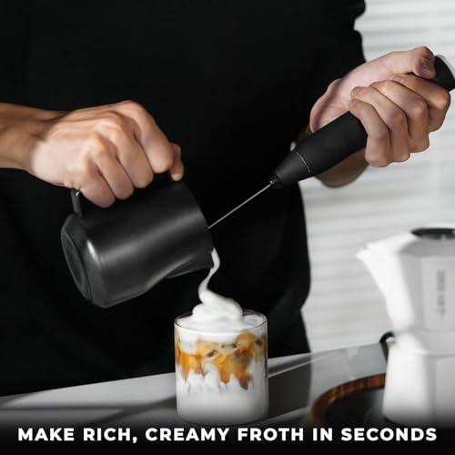 Image of Coffee Frother Electric with 3 Speed Modes, USB Rechargeable Stainless Steel Whisk for Coffee, Cappuccino and Matcha, Single Whisk Design