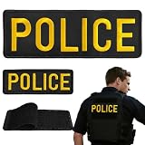 EMORBALS 2 Pack Police Costume Accessory Set - Police Patches for Vest, Jacket 10' x 3.5'&5' x 1.75'(Yellow)