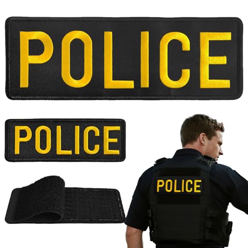 EMORBALS 2 Pack Police Costume Accessory Set - Police Patches for Vest Jacket 10 x 3.5&5 x 1.75(Yellow)