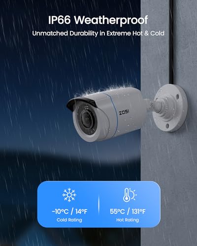 Image of ZOSI 3K Lite Wired Security Camera System, 4 X 2MP Bullet Cameras, NO HDD | AI Human /Vehicle Detection, 5MP Lite H.265+ 8 Channel Surveillance DVR, IP66 Weatherproof CCTV Camera, 80ft Night Vision