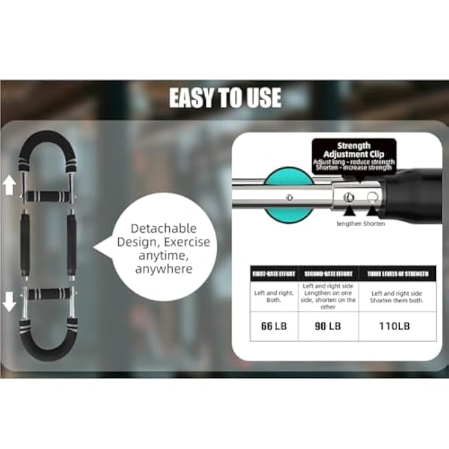 Twister Arm Trainer, 40-110lb Adjustable Chest Workout Equipment, Arm Trainer for Men, Chest Trainer for Men, Shoulders and Forearms Muscle Training Fitness Equipment