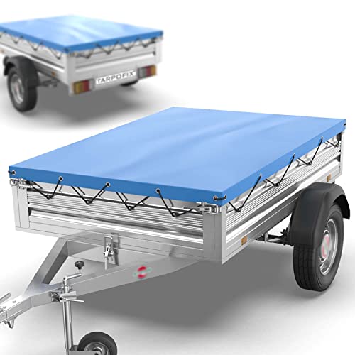 Tarpofix® Bâche protection plate 257,5 x 134,5 x 8 cm avec corde de bâche - Bâche de remorque renforcée en PVC - Bache pour remorque divers modèles de remorques de voitures de 750kg & 1000kg FP4