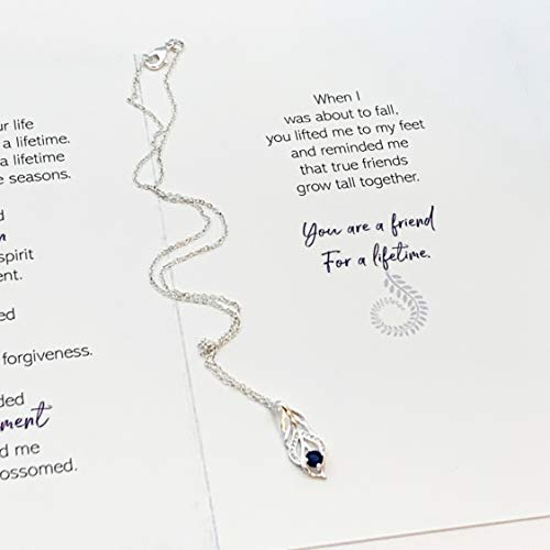 Smiling Wisdom - Friendship - Reason Season Lifetime Friend Greeting Card And Leaf Necklace Gift Set - Woman Bff (Blue Leaf - Silver) #TOP5