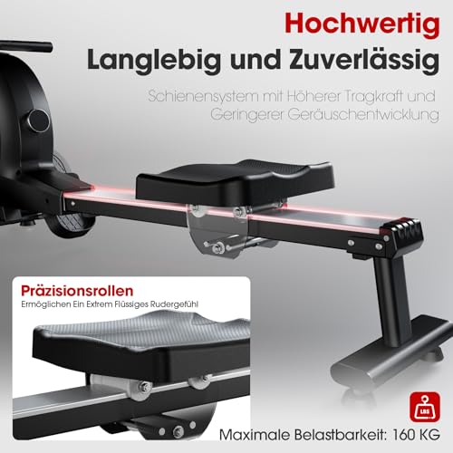 [2026 Neu] Wenoker Magnet Rudergerät für Zuhause – 16/32 Stufen leiser Magnetwiderstand, Bluetooth APP Verbindung, 160 kg Belastbarkeit, LCD-Monitor intelligenter Drehknopf, Indoor Cardio Training