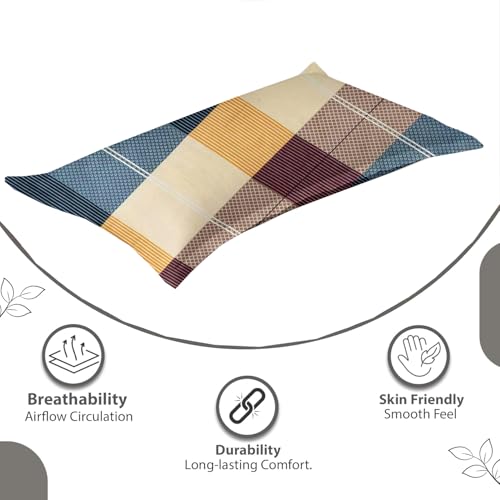 Image of IVAZA 240 TC Soft Ezyption Cotton Floral Print Single Bed Bedsheet - with 1 Pillow Covers, Hypoallergenic, Brethable, (Size- 60 x 90 Inch | Light Blue