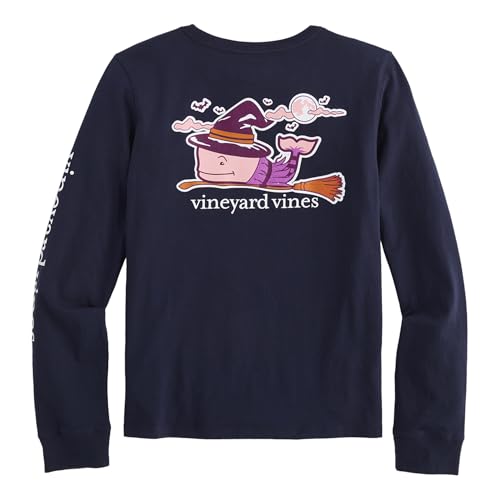 vineyard vines Girls' Glitter Witch Whale Long-Sleeve Tee