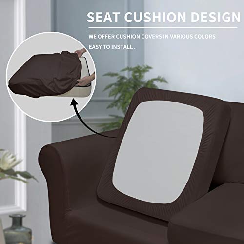 Image of Easy-Going Stretch Oversized Loveseat Couch Cover for 2 Cushion Washable | Sofa Slipcover for Stretch 2 Separate Sectional Cushion Couch - Furniture Protector for Pets, Kids Chocolate