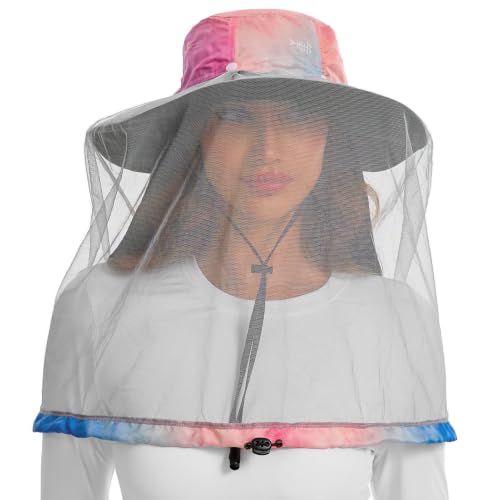 Image of BASSDASH UPF 50+ Mosquito Sun Hat with Hidden Head Net and Neck Flap for Men Women Outdoor Fishing Hiking Camping