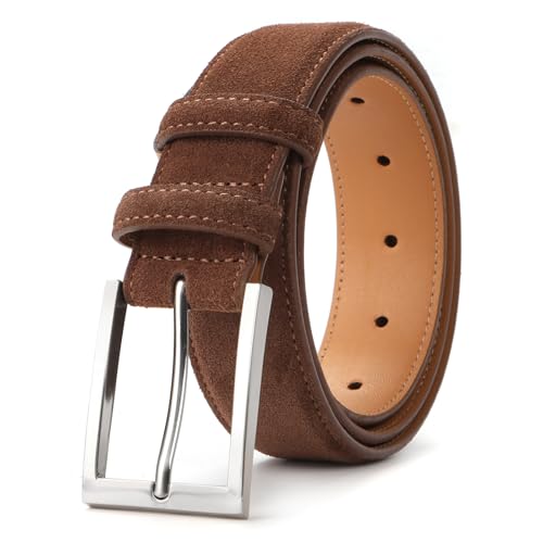 Men's Genuine Leather Suede Belts Casual Dress Belt 1 3/8 Wide