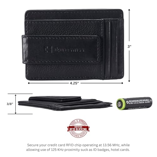 Alpine Swiss Harper Mens RFID Slim Money Clip Front Pocket Wallet Minimalist Leather ID Card Holder4