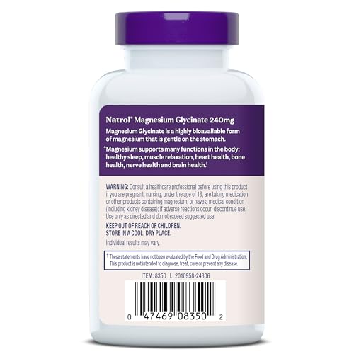 Natrol High Absorption Magnesium Glycinate 240 mg, 60 Capsules - image 7
