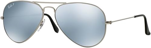 Ray-Ban RB3025 Aviator - Gafas de sol unisex marco de cristal plateadolente de espejo gris W3277 58