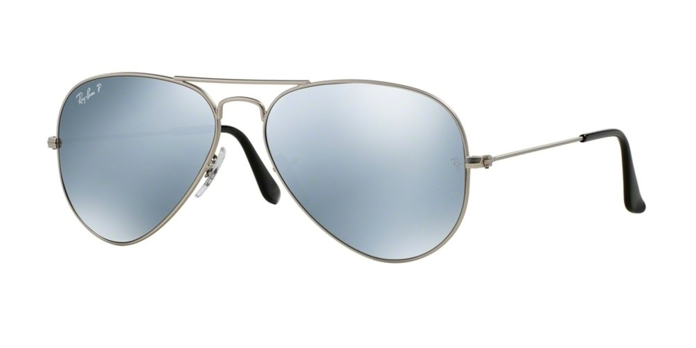 Ray-Ban RB3025 Aviator Large Metal Unisex Sunglasses Crystal Silver Frame Grey Mirror Lens W3277 58
