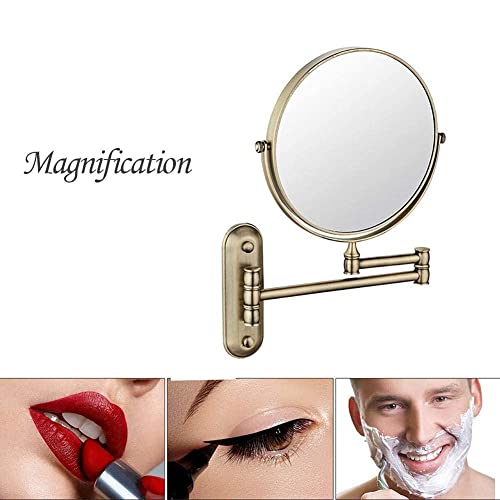Miroir de maquillage mural en bronze vert avec loupe 3X 5X - 8