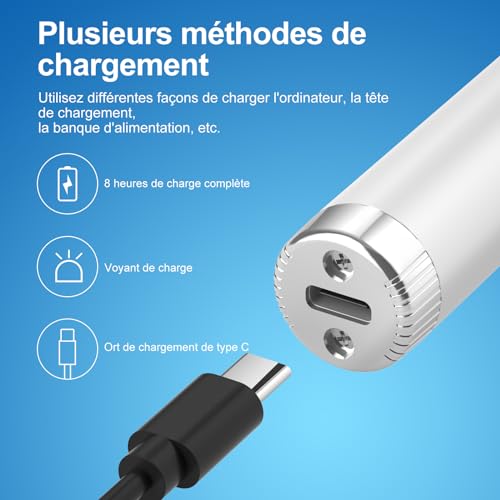 Image of Painless Nose and Ear Trimmer - 4 in 1 USB Rechargeable Electric Nose and Ear Trimmer - Painless and Professional Eyebrow Trimmer for Men and Women Easy to Clean, Silver