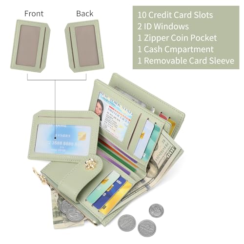 Image of RNIEGA Small Wallets for Women Leather Bifold Wallet Women RFID Blocking Purse Credit Card Holder with 15 Card Slots and ID Window Coin Pocket