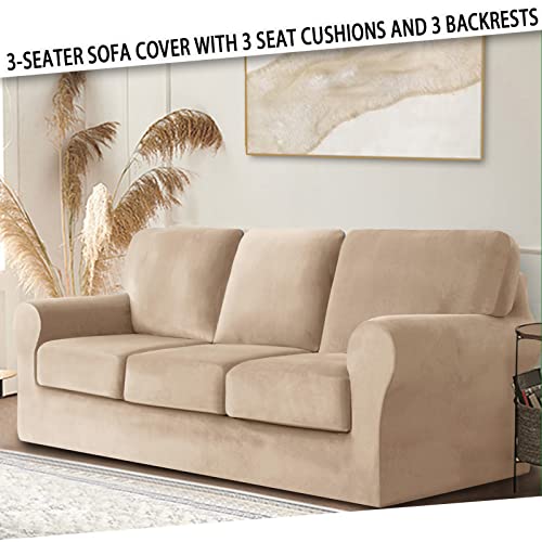 Housse de canapé velours extensible gris de qualité supérieure