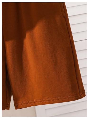 Image of SweatyRocks Boy's 2 Piece Outfits Letter Graphic Short Sleeve T Shirt and Shorts Clothing Set Khaki 11Y