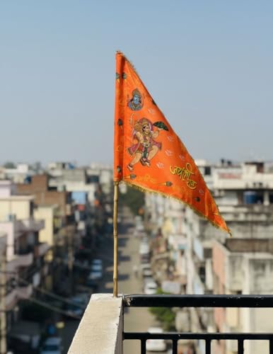 Image of BookMyCostume Religious & Spiritual Decoration Collection - Saffron Flags, Bunting Ladi, & Ethnic Stoles - Devotional Accessories for Temple, Festivals, Puja, Rallies & Daily Rituals