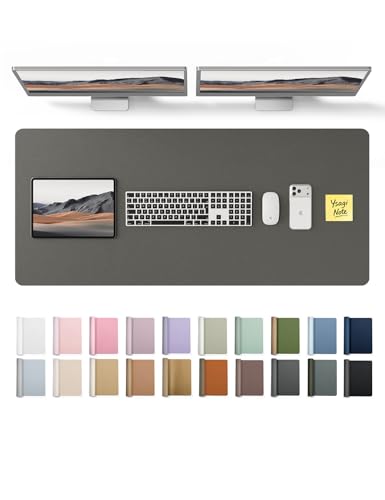 Image of YSAGi Leather Desk Pad Protector, Office Desk Mat, Large Mouse Pad, Non-Slip PU Leather Desk Blotter, Laptop Desk Pad, Waterproof Desk Writing Pad for Office and Home (Dark Grey, 47 inch x 17 inch)