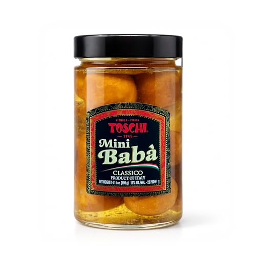 Toschi Mini Babà Classico, Italian Rum-Soaked Sponge Cakes, 14.11 oz | Authentic Italian Dessert | Product of Italy