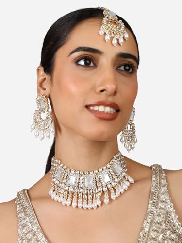 Juego de joyas Kundan chapado en oro el regalo de aniversario ideal para mujeres S 6