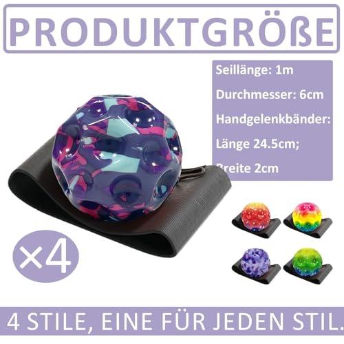 agogue 4 Stück Ball Mit Schnur, Durchmesser 6cm Springball Mit Schnur, Ball Mit Spielzeug Im Freien, Balls An Geeignet Für Familienspiele Etc ﻿ ﻿