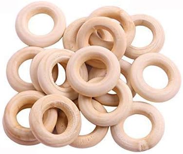 PENTA ANGEL 50PCS 25mm/1" Natural Unfinished Wood Rings Circle Wood Pendant Connectors for DIY Projects Jewelry and Craft Making(25mm)