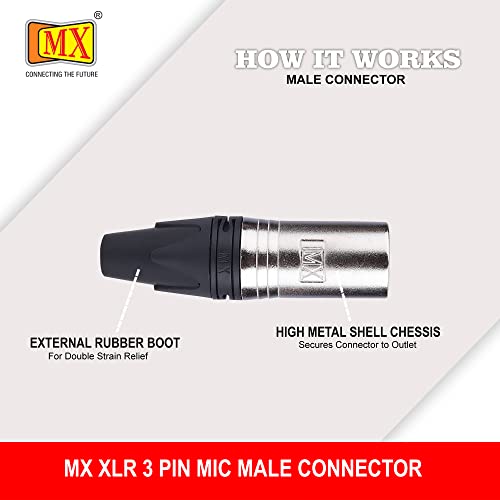 Image of MX 3 Pin Mic Male Connector XLR Mc3Mxx Made of Pure Copper Nickel Plated XLR Pin for High Conductivity and Ultra-Low Noise (Metal End) Pack of 2