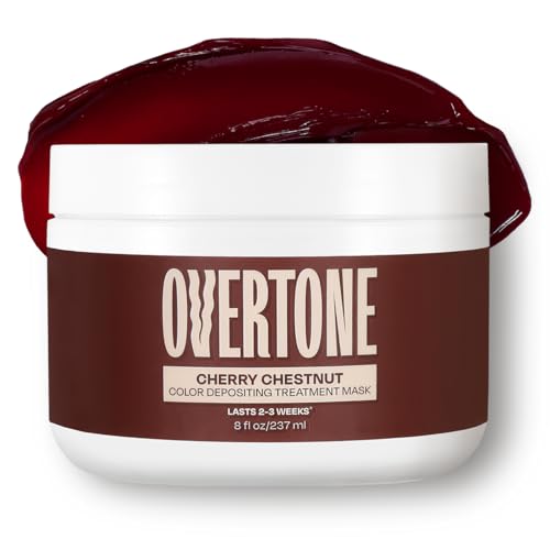 Image of Overtone Semi Permanent Hair Color Conditioner, Cherry Chestnut, 8 oz, Nourishing, Damage-Free, Color Depositing Mask for All Hair Types with Shea Butter & Coconut Oil, Vegan & Cruelty-Free