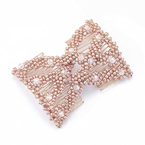 JONKY Magic Beading Hair Clips Gold Double Combs Alloy Metal Hair Styling Tool Accessories Hair Comb Slides for Women and Girls.