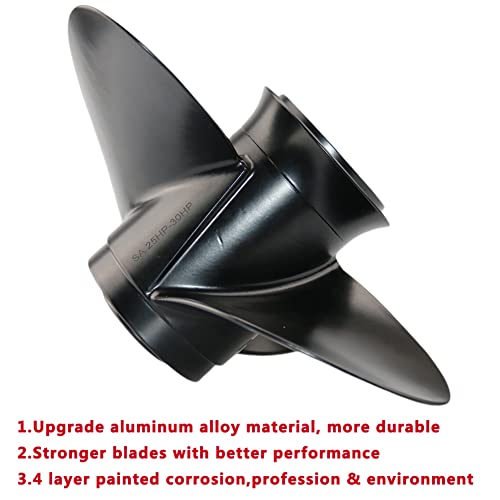Boatman Boat Aluminum Propeller 10 1/4 X 11 Fit Suzuki Outboard Engine Dt20/25/30Hp Df25Hp,10 Spline Tooth thumb #1