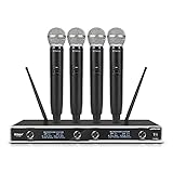 D Debra Sistema de micrófono inalámbrico UHF de 4 canales con 4 micrófonos inalámbricos, ideal para karaoke, fiestas, iglesias, bodas, escenarios, DJ, al aire libre, 300 pies (4 de mano)