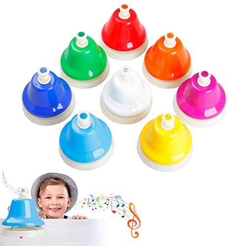 Shinleypack Desk Bells Hand Bells For Kids,8 Notes Diatonic Colorful Metal Music Bells Percussion Instrument Musical Teaching Chromatic Birthday Gift For Children #TOP2
