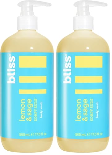 Image of Bliss Soapy Suds Body Wash - Lemon and Sage - 17 Fl Oz - Gentle and Hydrating for Supremely Soft Skin - Paraben Free - Vegan & Cruelty Free (Pack of 2)