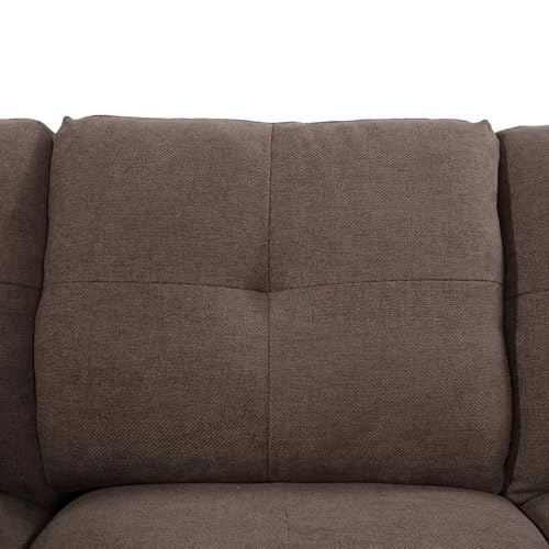 Image of L-Shaped 3-Piece Breathable Fabric Sofa with Ottoman, Sectional Couch Set for Living Room, Office, Apartment, with Cup Holder, Brown