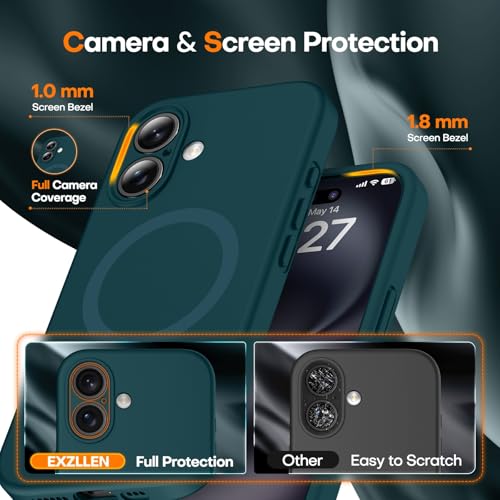 EXZLLEN Magnetic for iPhone 16 Case, Compatible with MagSafe, Full Camera Protection, Military-Grade Protection 3.0mm Thicken Silicone Phone Cover for 16 6.1",Blackish Green by EXZLLEN - Used condition - Image 2